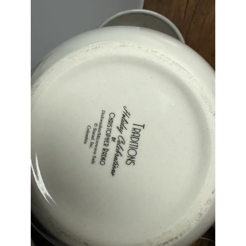 3 Christopher Radko Christmas Traditions Holiday Celebrations Bowl Soup Cereal